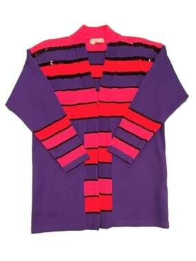 Vintage Antonella Preve New York Colorblock Sequin Striped Cardigan
